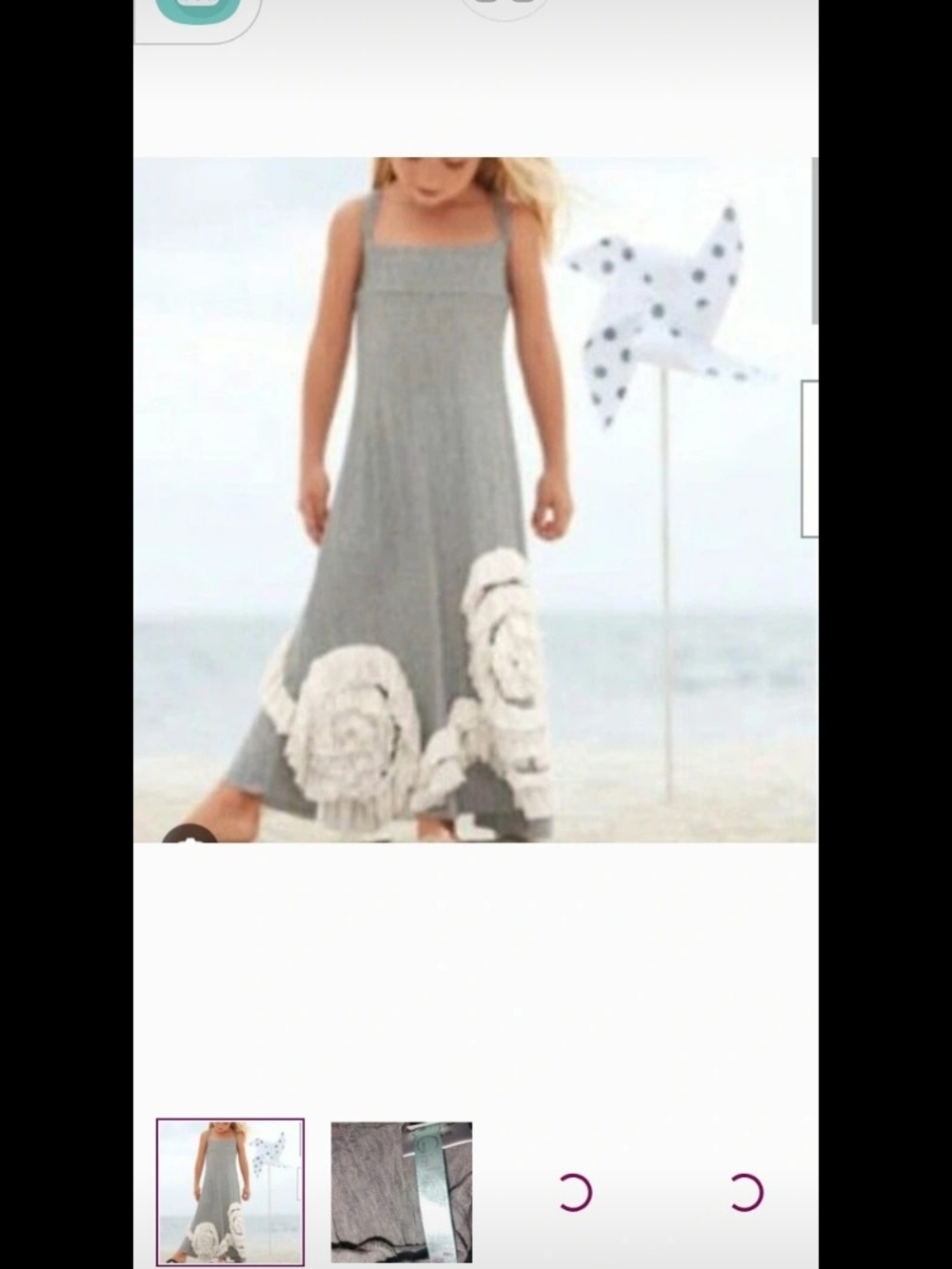 Girls' Gray Maxi Dress with White Floral Applique